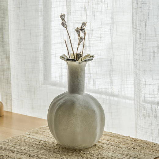 棕灰雪霜石榴小口玻璃花瓶花器摆件工艺品 商品图2