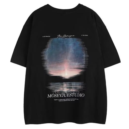 日落棉t恤，港味十足，自带街头气息，潮得让你无法抗拒。短袖五分半袖，夏季必备，营造轻松舒适嘻哈风格。情侣装必备之选！ 商品图3