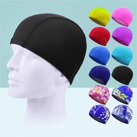 抒游泳帽时尚高弹透气锦纶布泳帽温泉高档印花长发游泳帽成人儿童男女通用1个