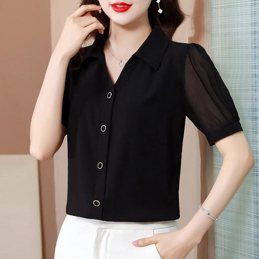 夏季新款，短袖雪纺衬衫女遮肚显瘦女士衬衣妈妈夏装上衣TR-CZ95130 商品图3
