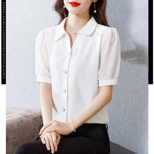 夏季新款，短袖雪纺衬衫女遮肚显瘦女士衬衣妈妈夏装上衣TR-CZ95130 商品图0
