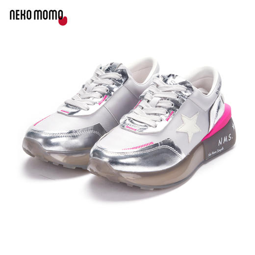 nekomomo2023年春季新款商场同款牛皮系带厚底松糕运动鞋老爹鞋女12901 商品图0
