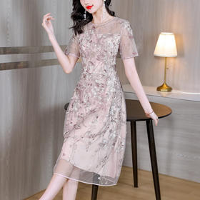 重工刺绣蕾丝连衣裙NYL9841