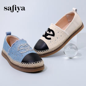 Safiya/索菲娅2023秋季新品轻奢烫钻小香风浅口休闲软底渔夫鞋 SF33112426