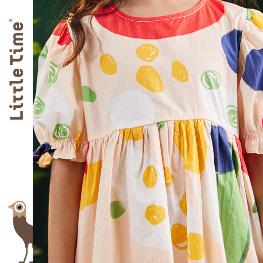 littletime女童连衣裙2023夏季新款不规则圆点印花连衣裙儿童裙子 商品图2
