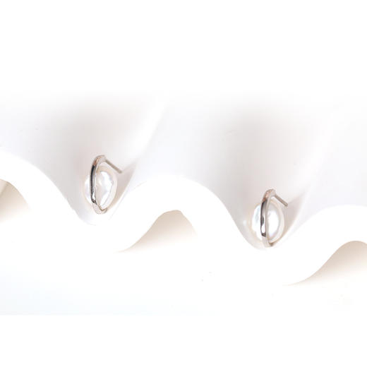 美裕 银925淡水珍珠耳钉 9-10mm白，异形 106543 商品图3