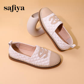 Safiya/索菲娅2023秋季新品小香风浅口透气软底休闲拼色渔夫鞋 SF33112427