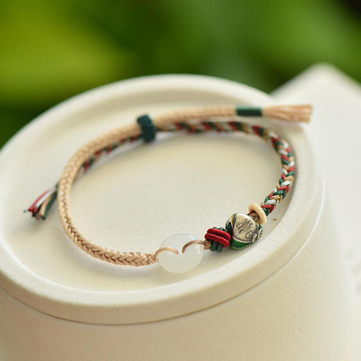 《福粽安康》彩绳福粽端午节五彩绳手链银s925小粽子玉髓手绳·银s925手链 商品图6