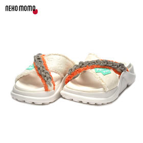 nekomomo夏季商场同款蓝色中跟厚底增高休闲流苏凉鞋女拖鞋女24021