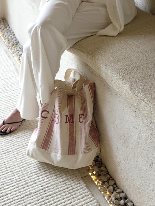 Red Stripe Canvas Tote Bag 商品图5