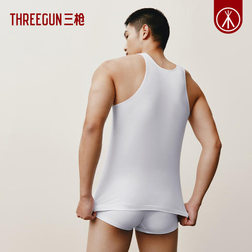 Threegun三枪 【舒肤棉】精漂汗布男士无袖背心打底衫-30139A211 商品图4