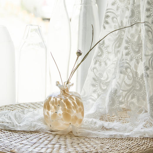 奶油花点石榴玻璃花瓶小口花器摆件工艺品 商品图6