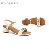 星期六金属扣方头一字带粗跟凉鞋FB32115028 商品缩略图3