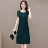 夏季简约，中长款开衩假两件休闲裙中老年妈妈装雪纺裙短袖连衣裙QYM-TYP-82A801-Y 商品缩略图1