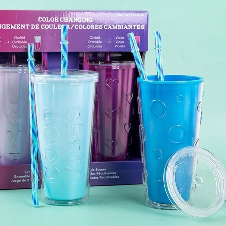 美国 PARKER LANE 变色吸管杯 奶茶杯 咖啡杯  660ml*1 （单个）