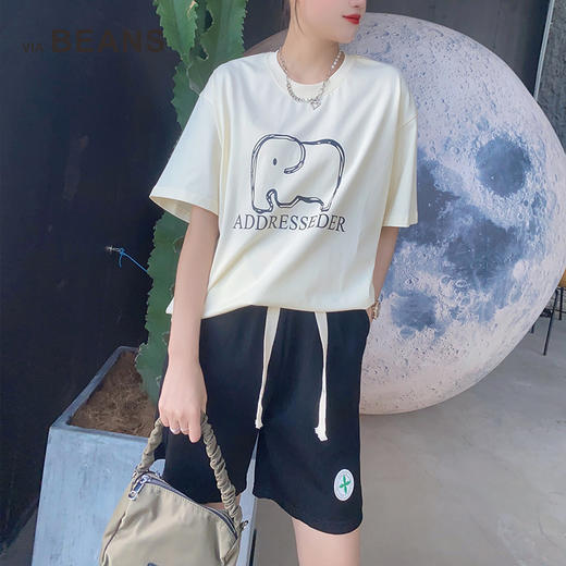圆领印字母卡通大象短袖衫3422040044 商品图7