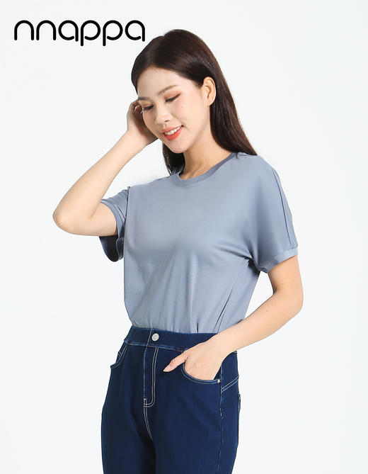 液氨棉女凉感T恤落肩圆领短袖7266 商品图1