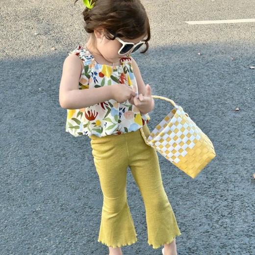 【洋气甜美！女童韩版碎花吊带衫套装】美观时尚，洋气又可爱，甜美淑女，舒适柔软的面料，夏女宝宝洋气小背心喇叭裤两件套休闲-LU六一儿童节礼物优选sh 商品图3