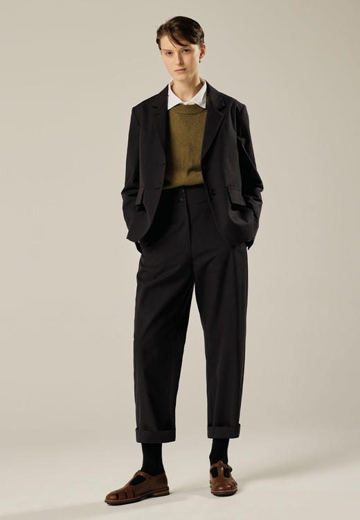 Margaret Howell 黑色丝棉直筒裤 商品图3