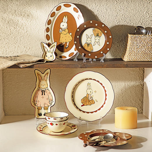 摩登主妇原创复古赫拉兔陶瓷餐具礼盒套装家用可爱碗盘碟米饭碗 商品图3