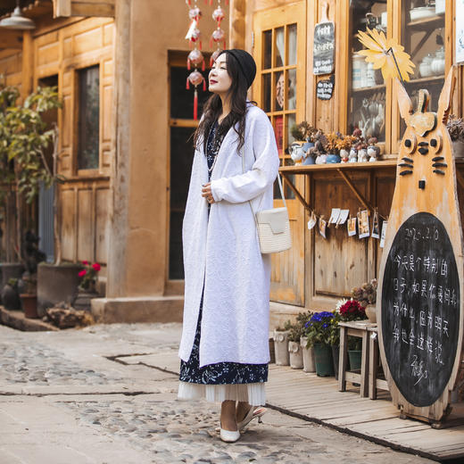 【林栖设计小店】【现货】时装周同款白月光米白色休闲百搭中长款多色毛织外套女气质开衫1931326-1961053 商品图1