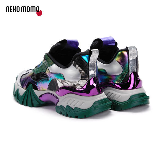 nekomomo2023年春季新款商场同款丝绸牛皮厚底平跟运动鞋老爹鞋女M32031 商品图4