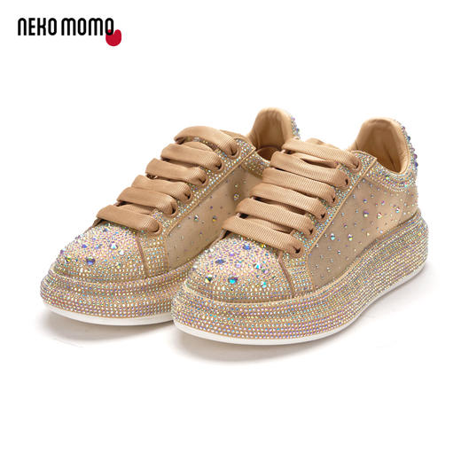 nekomomo2022年秋季新款商场同款网面水钻松糕厚底运动时尚板鞋女32901 商品图3