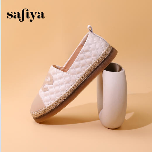 Safiya/索菲娅2023秋季新品小香风浅口透气软底休闲拼色渔夫鞋 SF33112427 商品图3