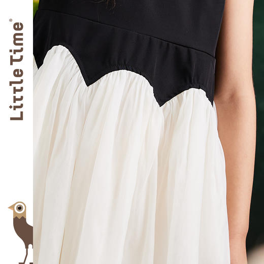 littletime女童连衣裙2023夏新款撞色洋气连衣裙纱纱公主裙 商品图2