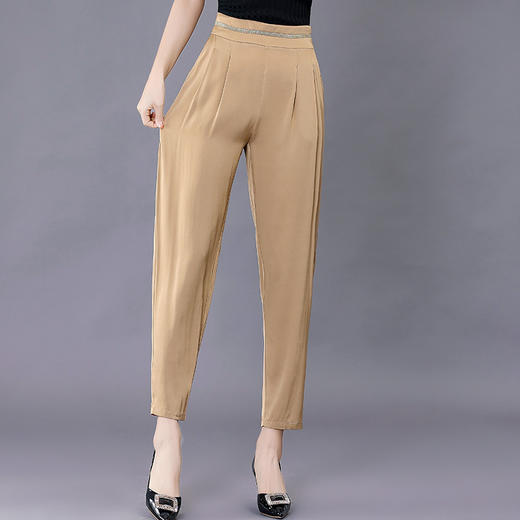 重磅真丝女裤，哈伦裤桑蚕丝直筒长裤LS-LV8907 商品图2