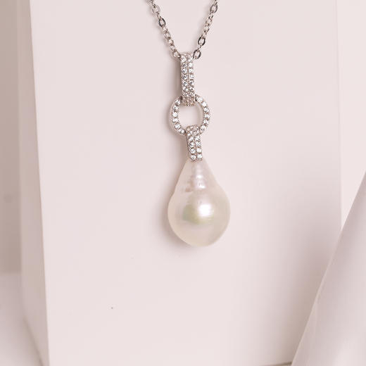 美裕 银925淡水珍珠链牌 12-13mm白，异形 106537 商品图2