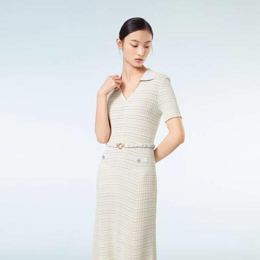 OVV复古优雅翻领短袖休闲弹力针织连衣裙 商品图2