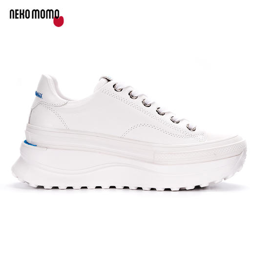 nekomomo2022秋季新款商场同款丝绸牛皮超轻厚底增高小白鞋女19641 商品图2