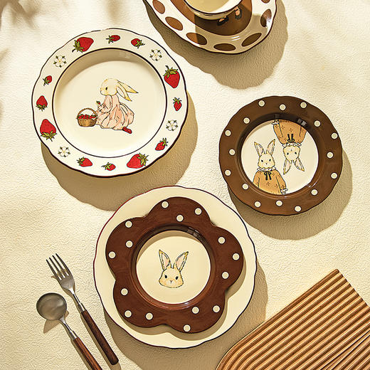 摩登主妇原创复古赫拉兔陶瓷餐具礼盒套装家用可爱碗盘碟米饭碗 商品图2