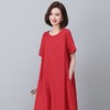 棉质文艺复古风，大码宽松妈妈装纯色连衣裙HR-WG86669 商品缩略图0