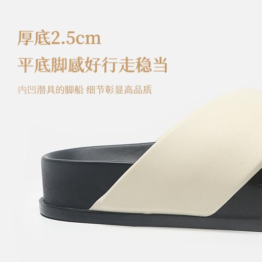 RIMRIM 面包拖鞋 绵羊皮 厚底2.5cm 质地柔软 黑色/白色 【ys】 商品图5