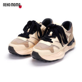 nekomomo2023年春季新款商场同款牛皮网面厚底增高老爹鞋慢跑鞋女12991