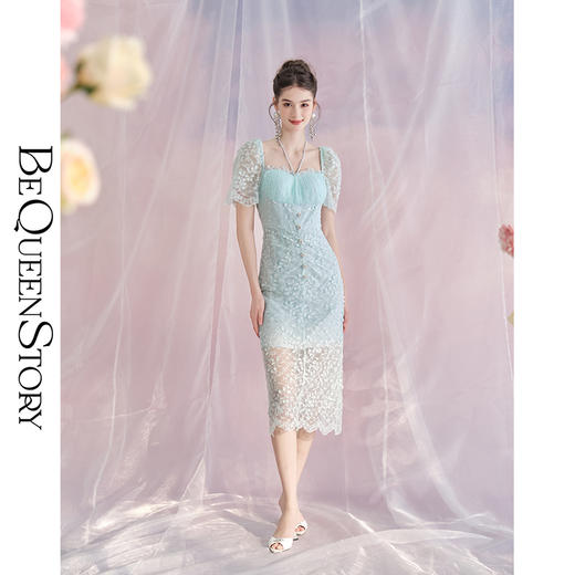 【孤品样衣，不退不换】【青栀白茶】法式气质显瘦蕾丝连衣裙2023夏季新款 商品图2