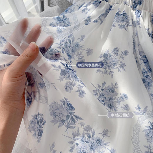 【经典国潮！夏季新款女童青花瓷旗袍汉服】时尚个性，舒适柔软透气，亲肤凉爽，不易起球，汉服女孩洋气复古风水墨画旗袍裙气质唐装潮 商品图4