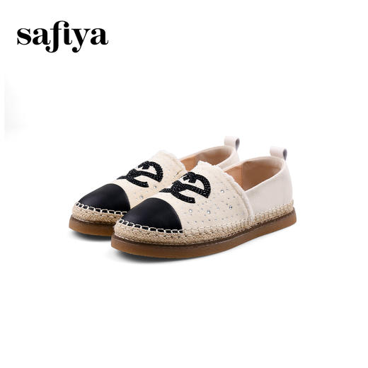 Safiya/索菲娅2023秋季新品轻奢烫钻小香风浅口休闲软底渔夫鞋 SF33112426 商品图8