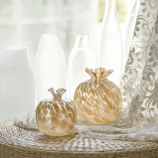 奶油花点石榴玻璃花瓶小口花器摆件工艺品 商品图4