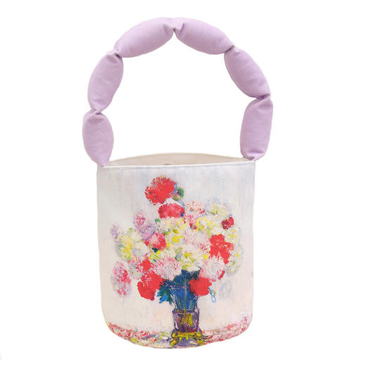 梵高莫奈油画复古野玫瑰向日葵充棉肩带水桶包 小号女便当袋饭盒手提包 商品图12