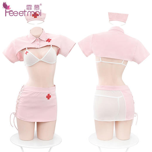 【霏慕】性感侧绑带护士分体套装7982 商品图4