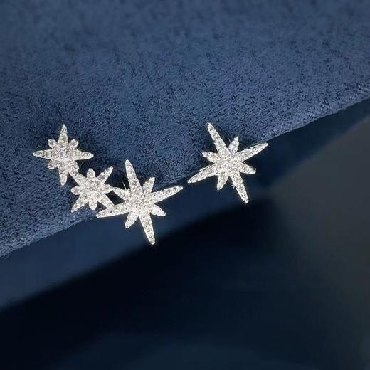 AP*八芒星不对称耳钉，一只3颗星，一只1颗星~ 商品图6