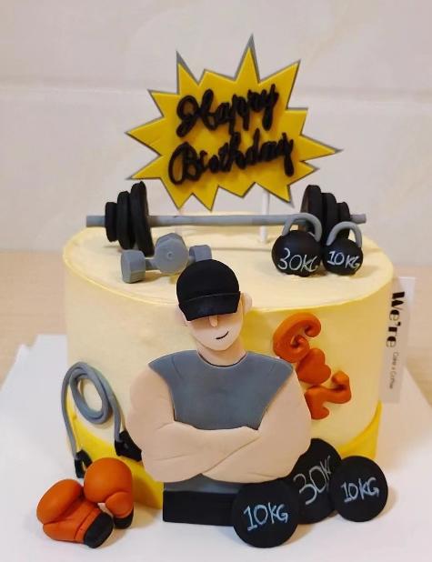 健身男翻糖手工蛋糕（提前2天以上预定）-低糖处理无添加 商品图0