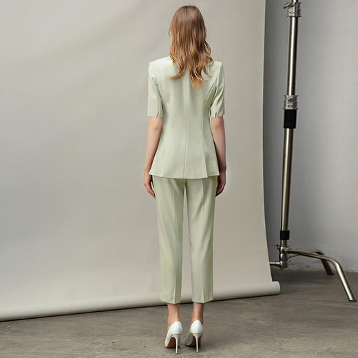 夏季高端绿色西装套裤女名媛修身职业西服套装薄款艺考面试工作服C13211+P13211 商品图6