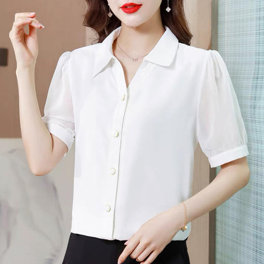 夏季新款，短袖雪纺衬衫女遮肚显瘦女士衬衣妈妈夏装上衣TR-CZ95130 商品图2