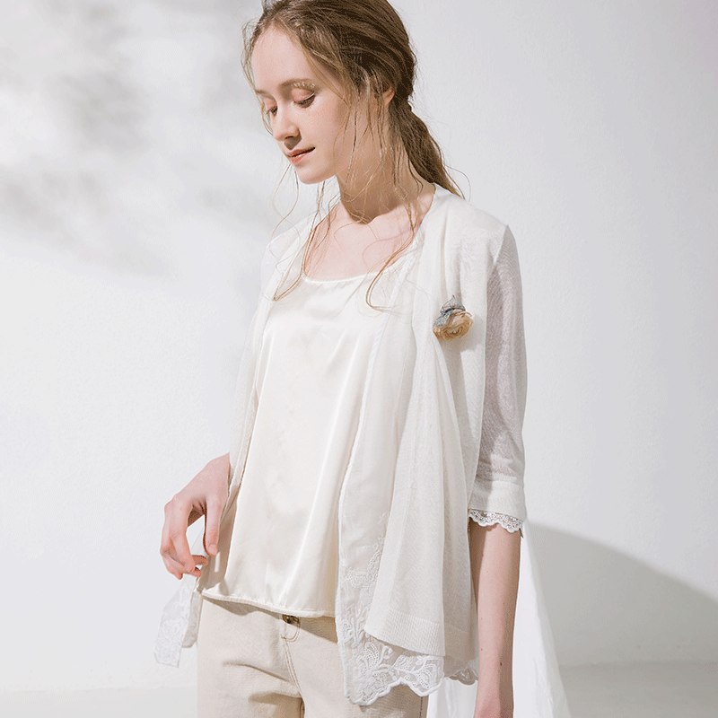 Famecoco范可儿针织开衫薄款女夏防晒外搭上衣外套F213DE001