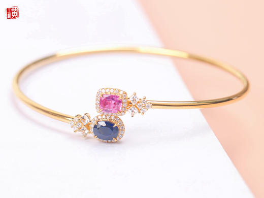 【柚念】18k金镶 帕帕拉恰蓝宝石手镯，主石1.36ct 商品图4