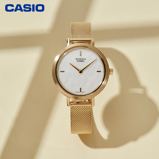 【时计廊】卡西欧（CASIO）SHEEN 和纸主题系列 时尚简约女表防水手表 SHE-C150GM-7AUPFP-50米防水 商品图0